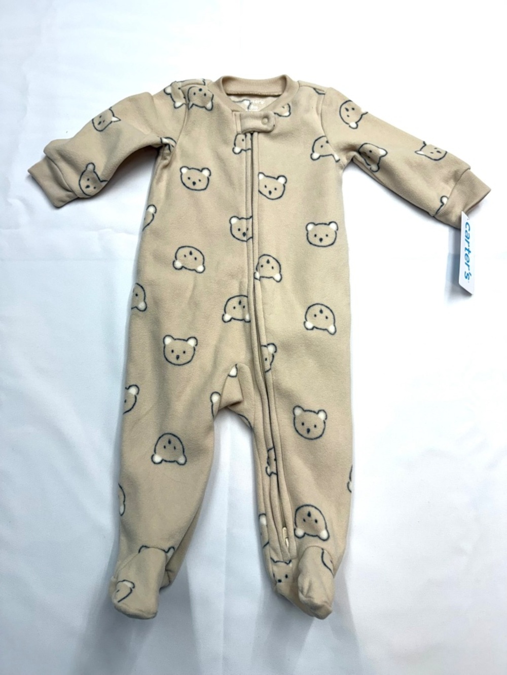CARTERS New $20 Infant Baby Boy 6 Month Tan Koala Long Sleeve Footed Zip PJs Q12